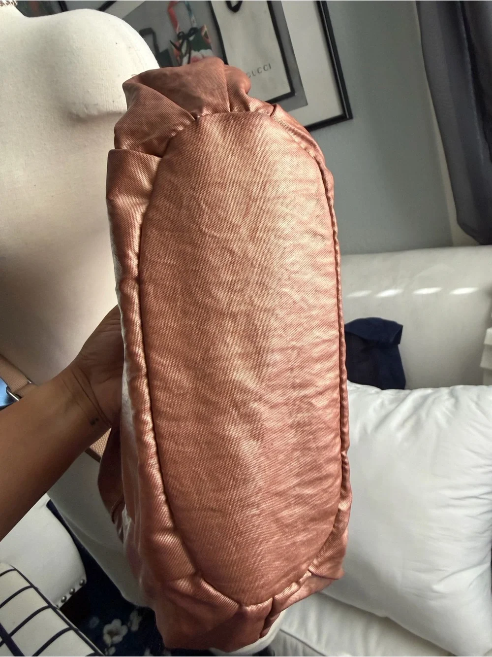 Women's Metallic Rose Crossbody Bag - Adjustable Strap